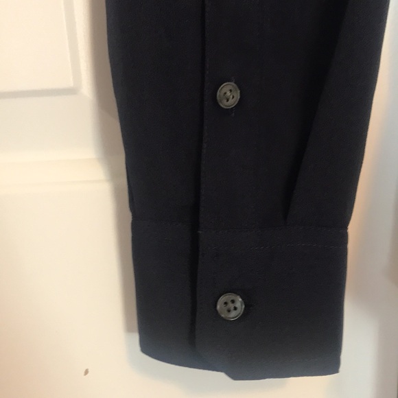 Ann Taylor navy and white silky button down blouse - Picture 4 of 8